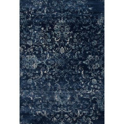 Lark Manor Devay Floral Steel Blue Area Rug Rug Size: 6'7 x 9'6
