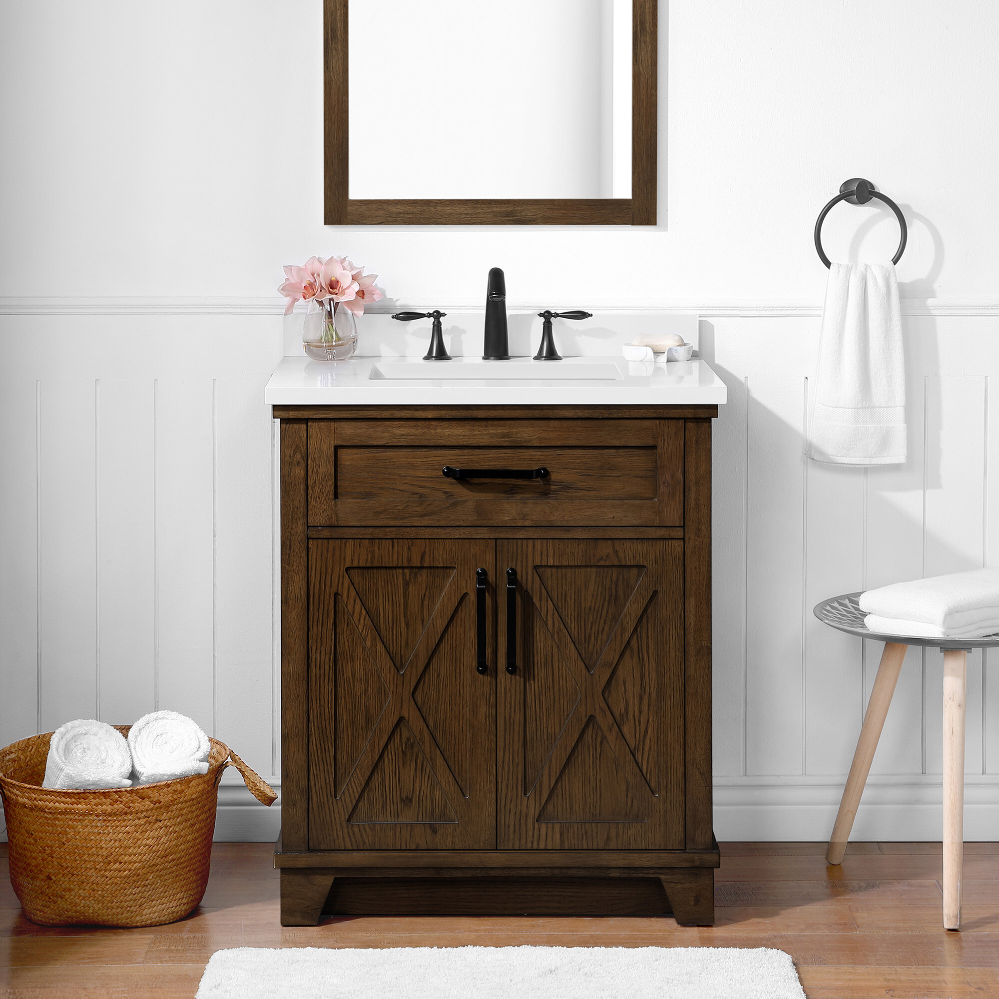 Ove Decors Ollie 30 In Single Sink Bathroom Vanity In Antique Coffee Finish Wayfair