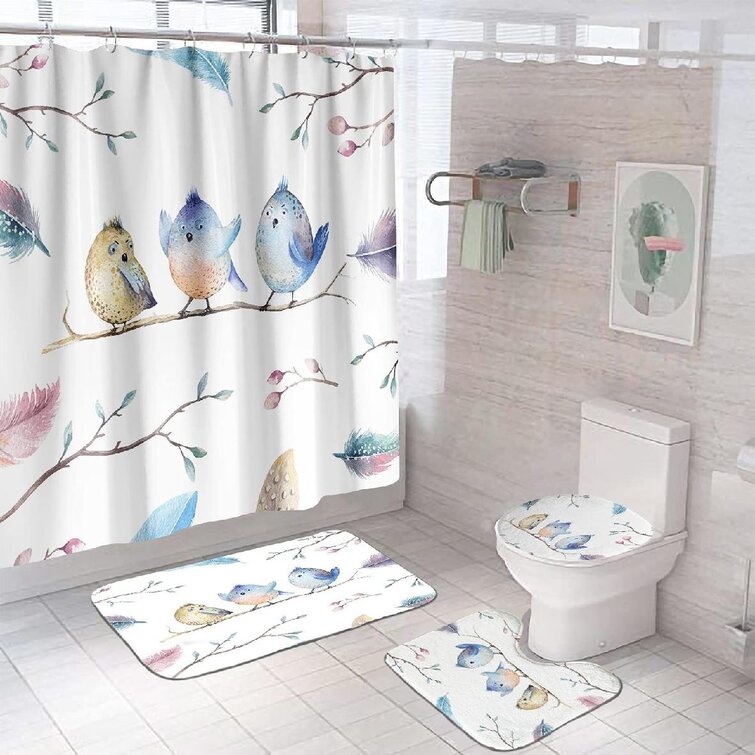 Vintage Boho Flower Skull Bathroom Shower Curtain Waterproof Fabric & 12 Hooks 