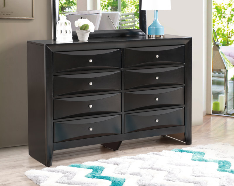 Marilla 8 Drawer 59" W Double Dresser Color: Black