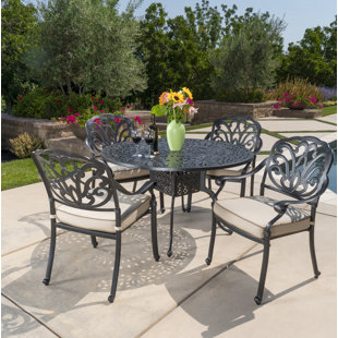 Go to store & view more images Dunnes 5 Piece Dining Set with Sunbrella Cushions by Darby Home Co