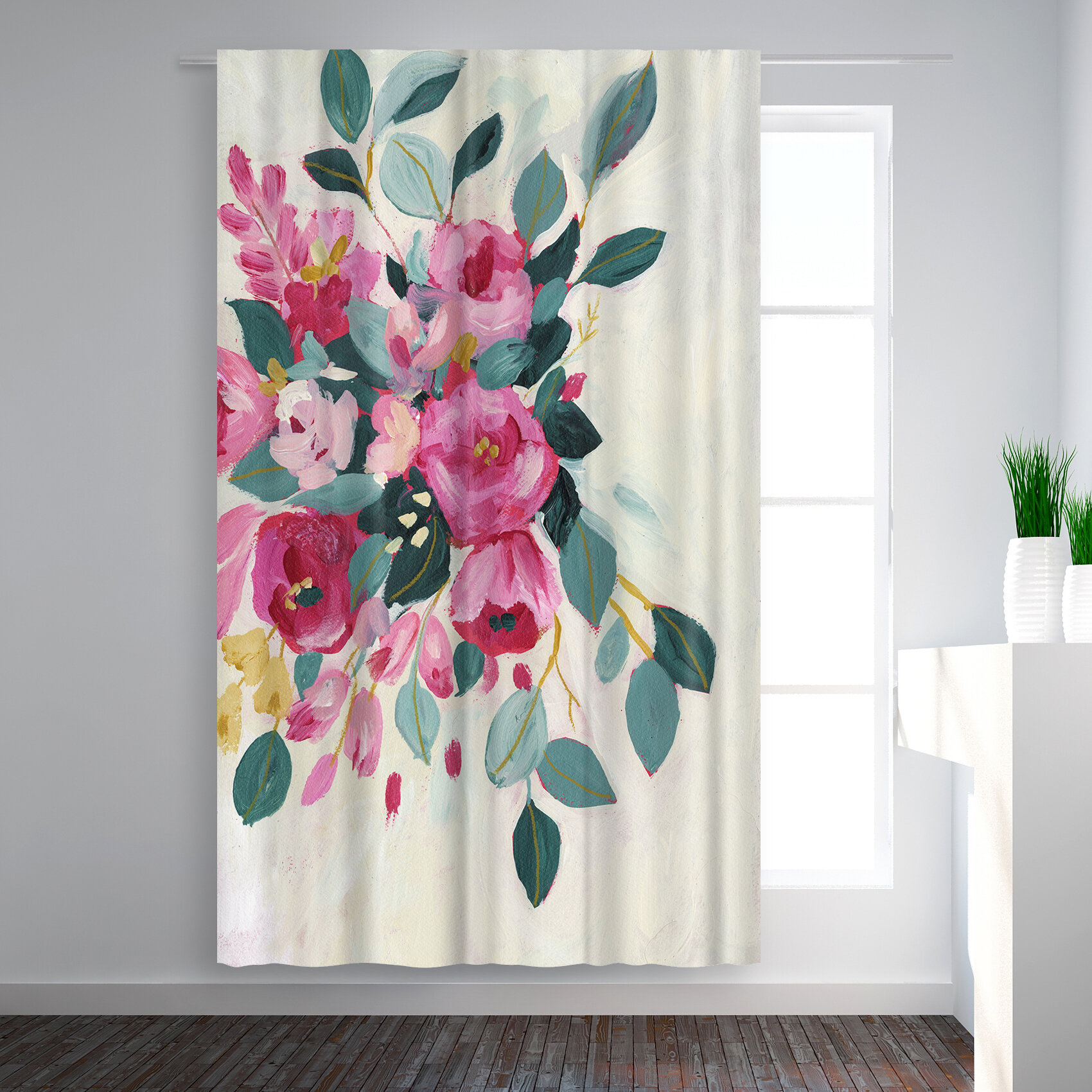 East Urban Home Sharon Montgomery With Love Floral Blackout Rod Pocket Single Curtain Panel Wayfair