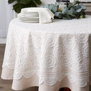 Elegantlinen Embroidered Lace Tablecloth Topper Full Cutwork 36x36" WHITE