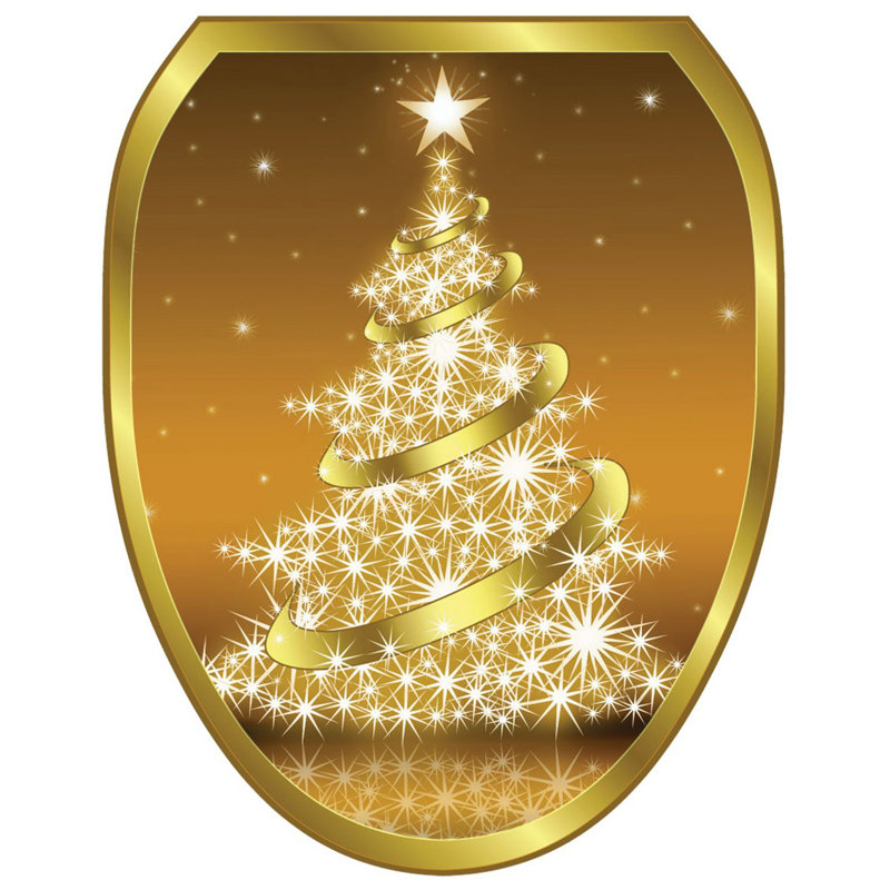 Toilet Tattoos Holiday Gold Christmas Tree Toilet Seat Decal