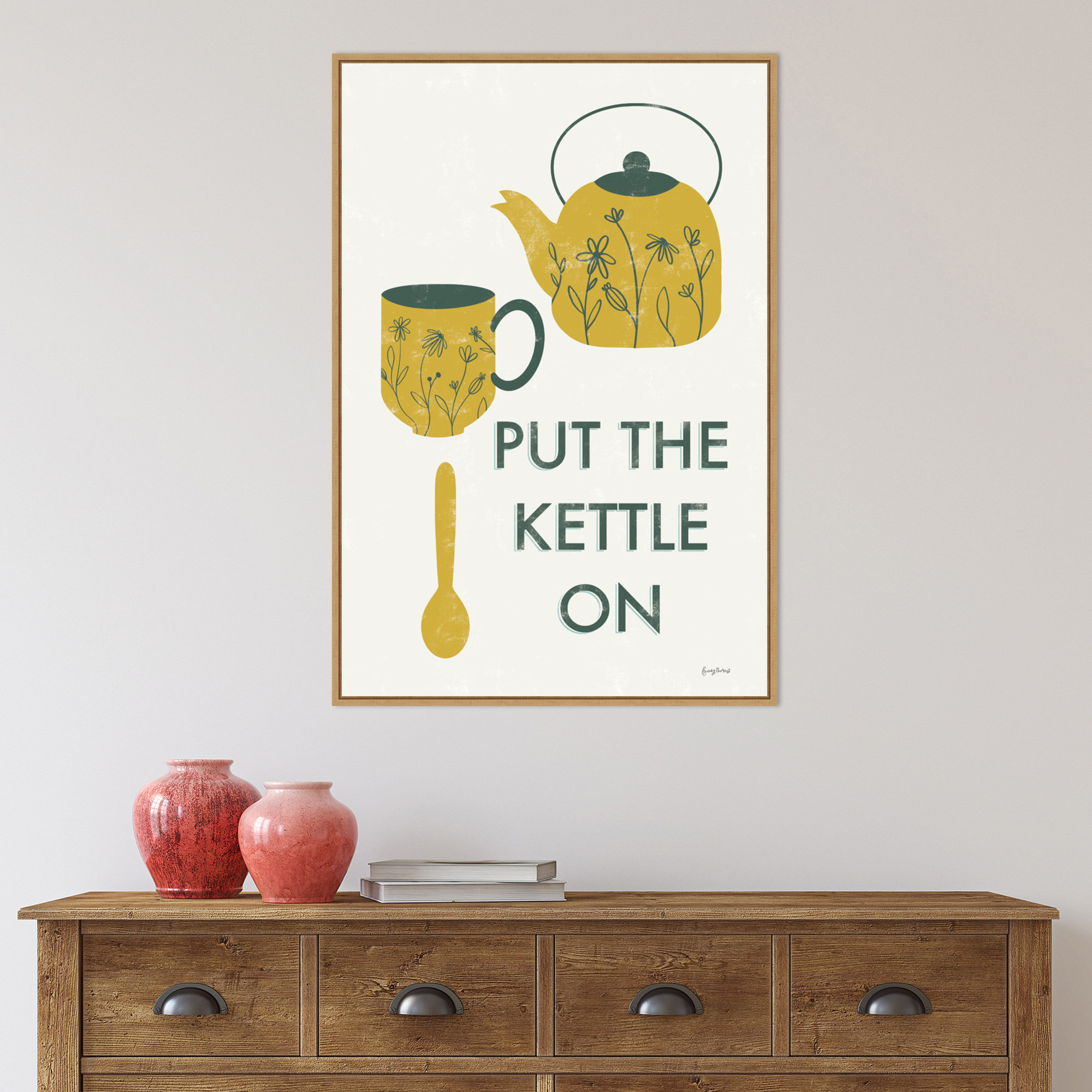 Trinx Retro Kitchen Coffee IV by Becky Thorns Floater Frame Painting