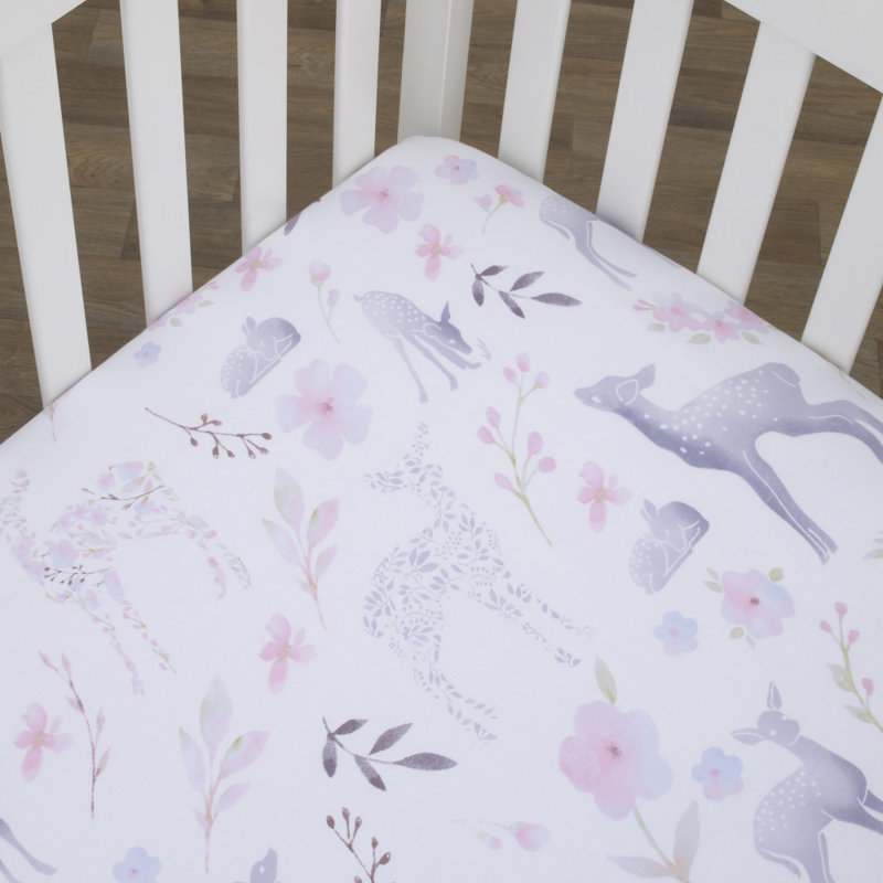 pink deer crib bedding