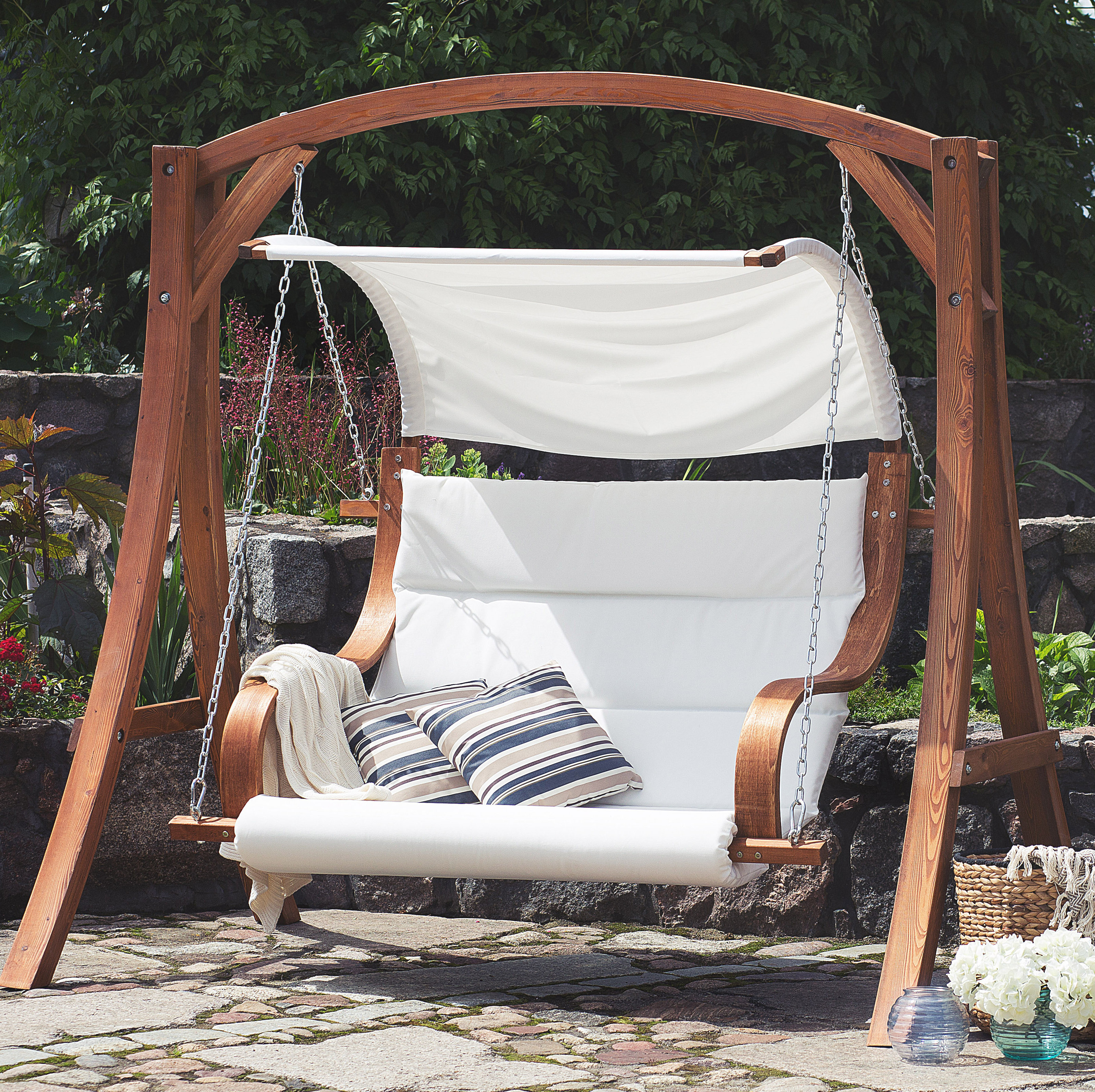 Kampen Living Wooden Garden Swing Seat Wayfair Co Uk