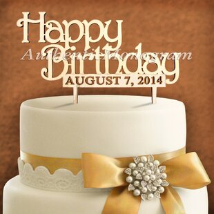 3pcs Laser Leaf "Happy Birthday" Collection Cake Topper for Dessert Decor  X 