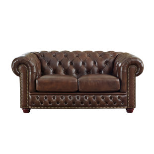 Go to store & view more images Trent Austin Design Worcester Leather Chesterfield Loveseat