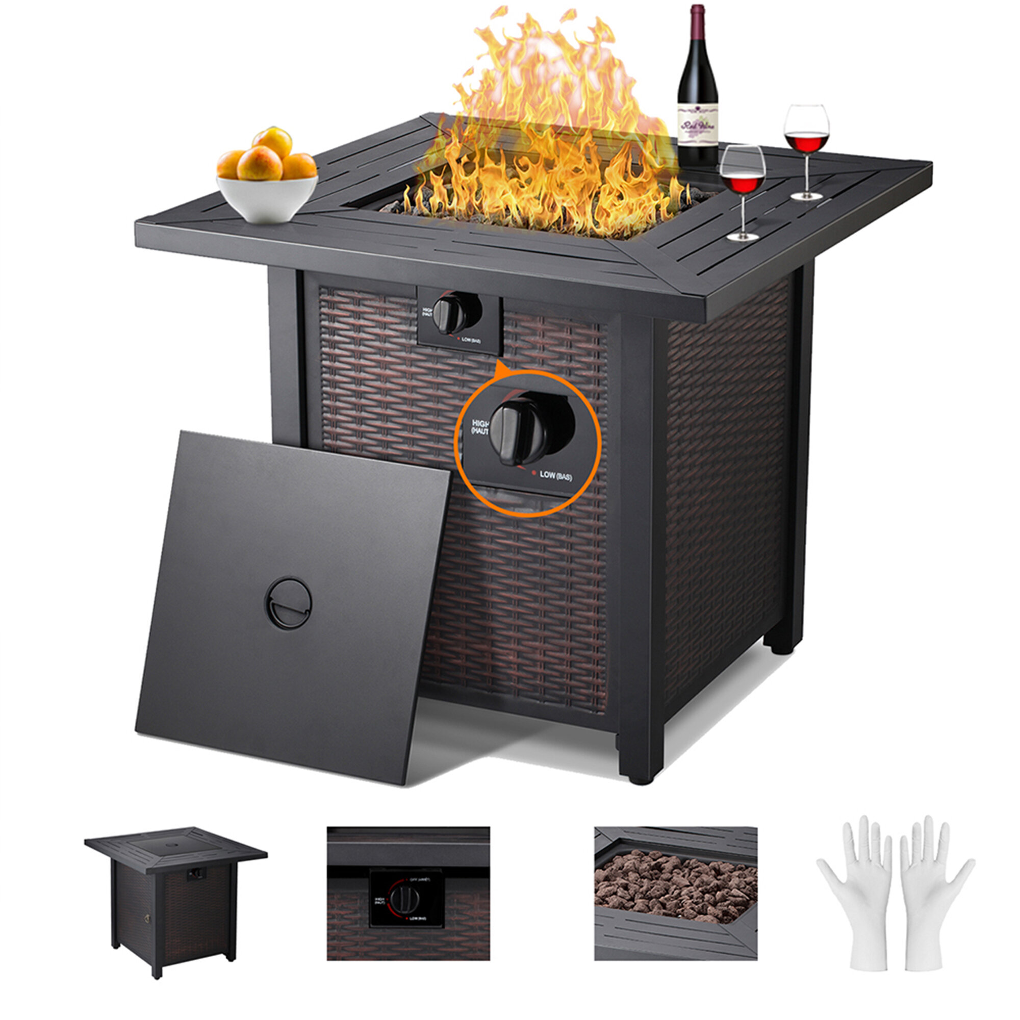 ot qomotop outdoor propane fire pit table