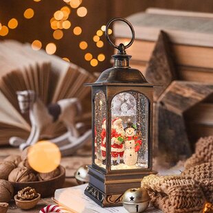 Musical Christmas Water Lantern Gifts Lighted Santa Christmas Snow Globe Lantern with Swirling Glitter for Christmas Home Decor 3 AA Battery Operated & USB Operated 