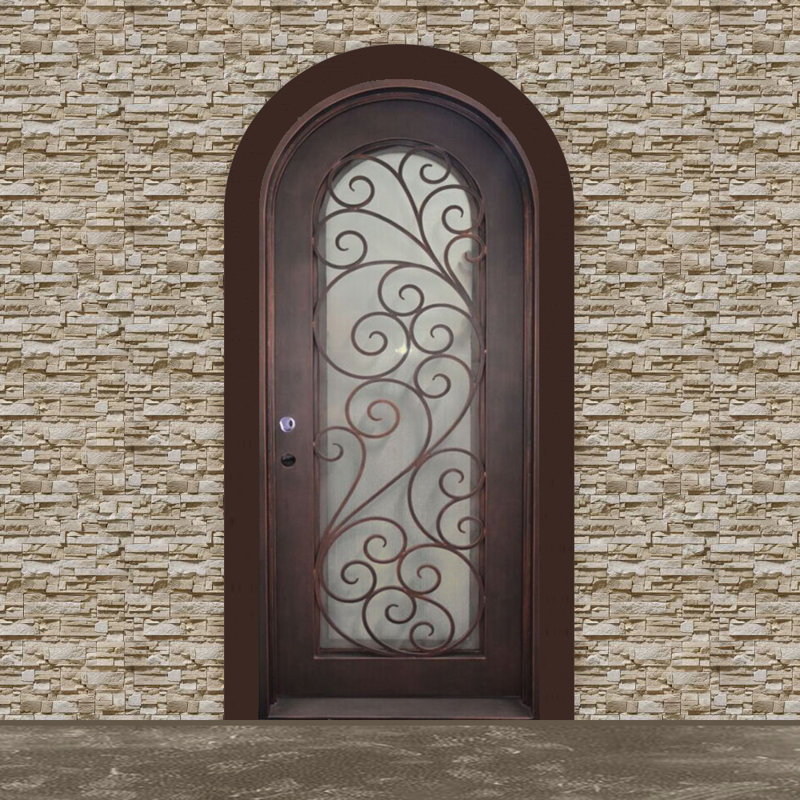 Aleko Round Ready To Install Iron Prehung Front Entry Door Wayfair