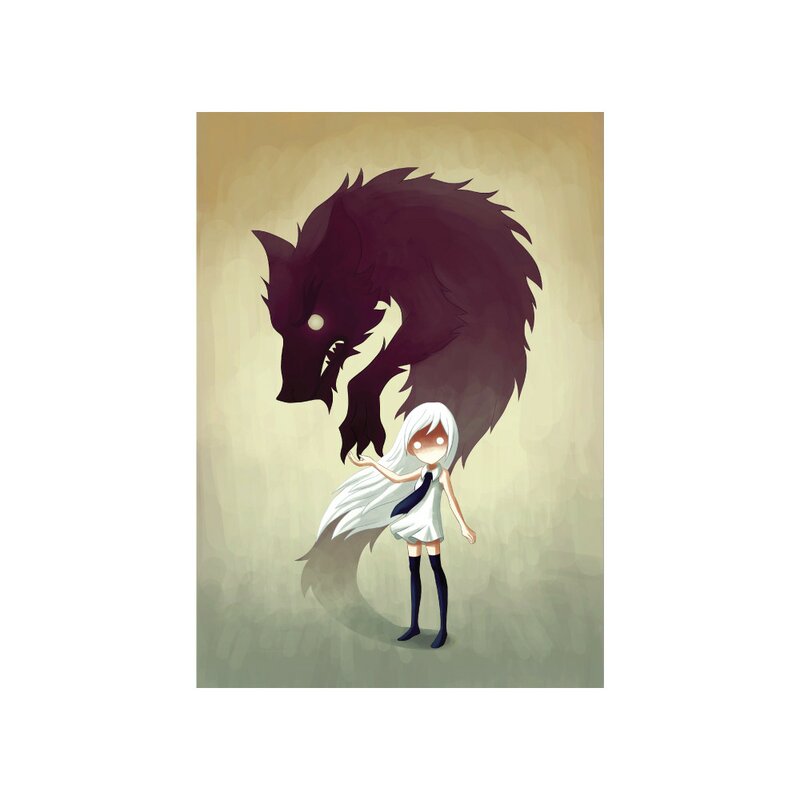 My Wonderful Walls Anime Girl And Wolf Wall Decal Wayfair