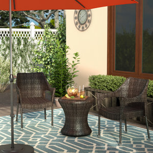 Dewart 3 Piece Outdoor Chair Chat Set