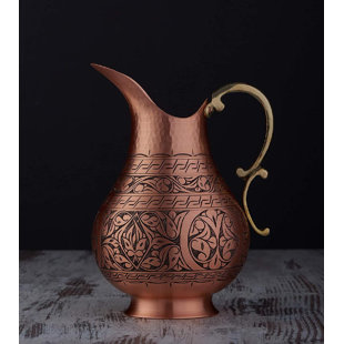 Copper Beautiful Luxury 1.5 Liter Jug & 4 Glass Set Drink for Ayurveda Health-CA 