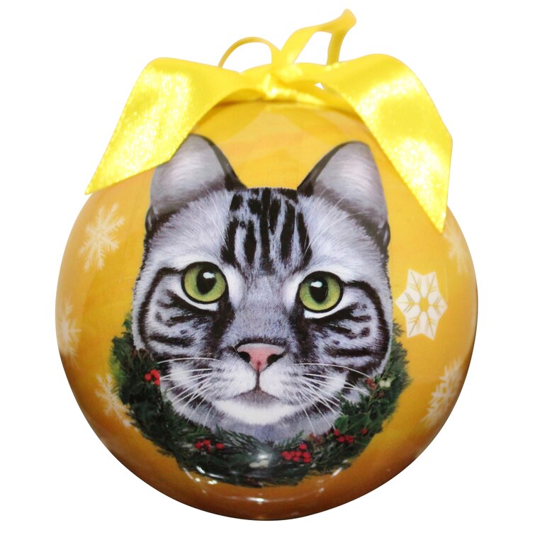 ORANGE TABBY Cat--Shatterproof Ball Ornament--3"- by E & S Pets 
