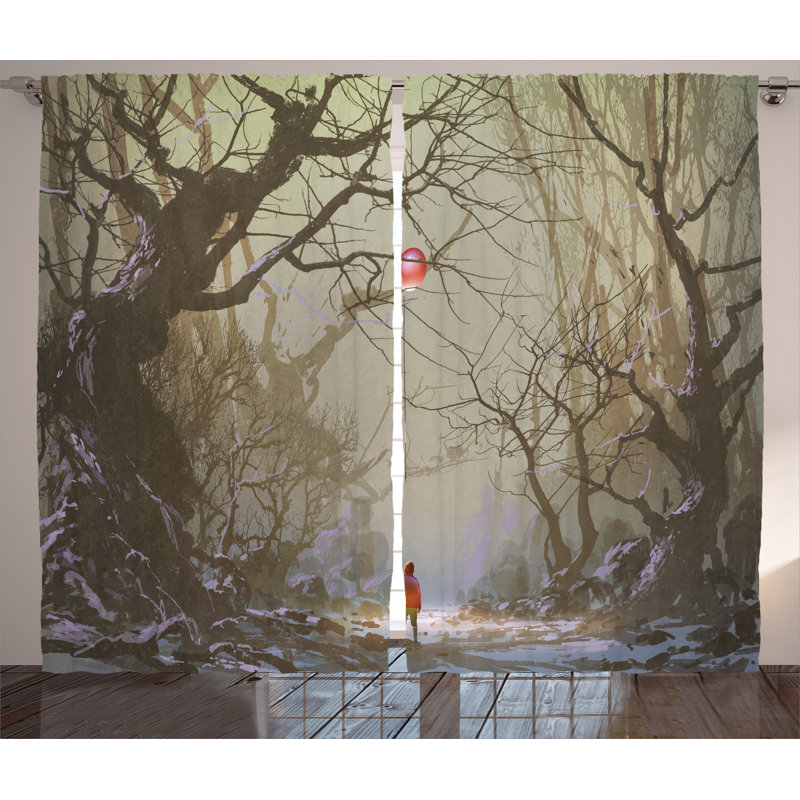 East Urban Home Boy With Red Balloon Decor Graphic Print Room Darkening Rod Pocket Curtain Panels Wayfair