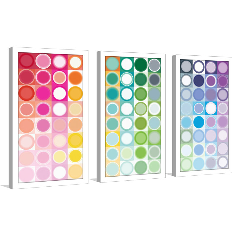 Latitude Run Circles And Squares 55 Rainbow Joy Framed Acrylic