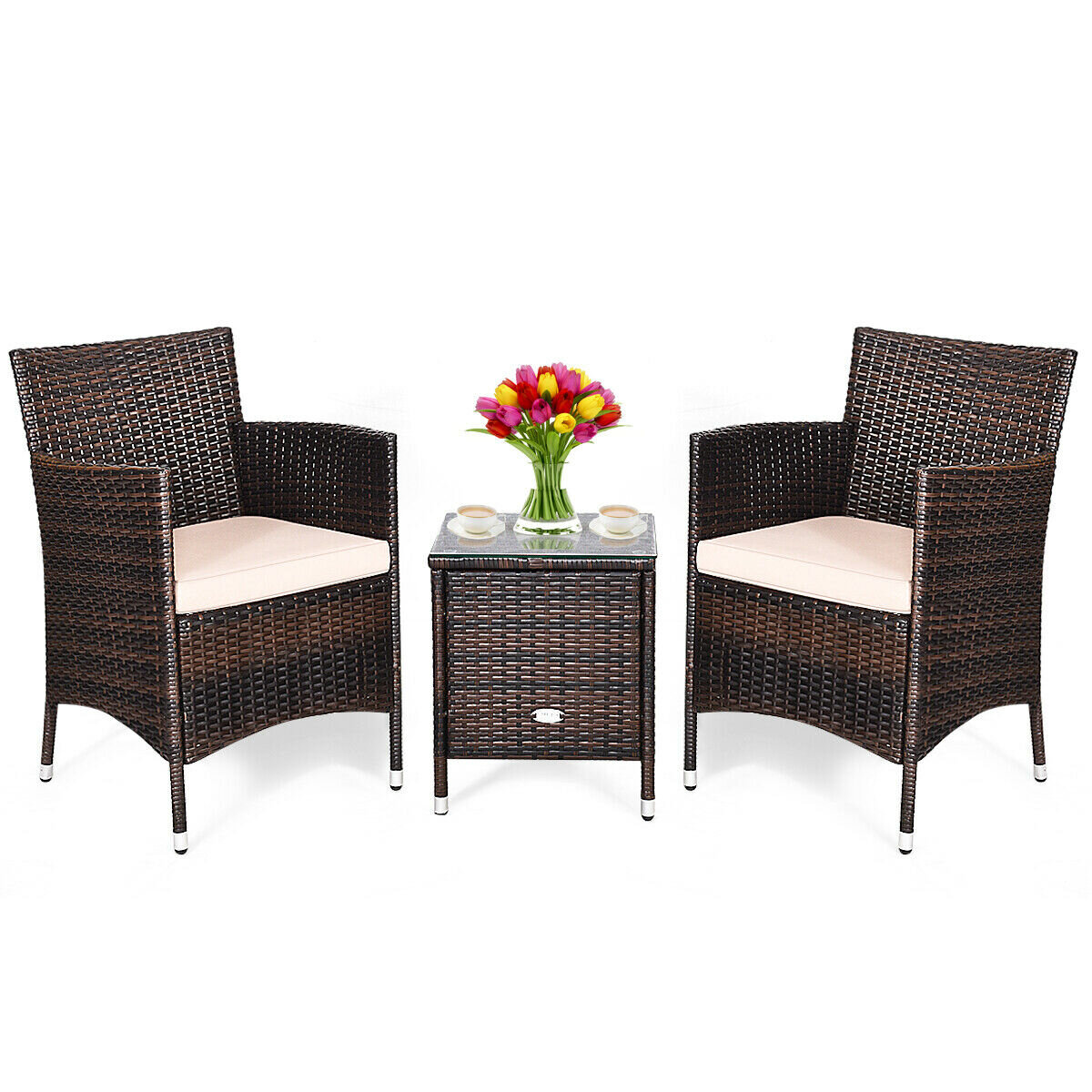 Red Barrel Studio 3 Pcs Outdoor Rattan Wicker Furniture Set Beige Wayfair Ca