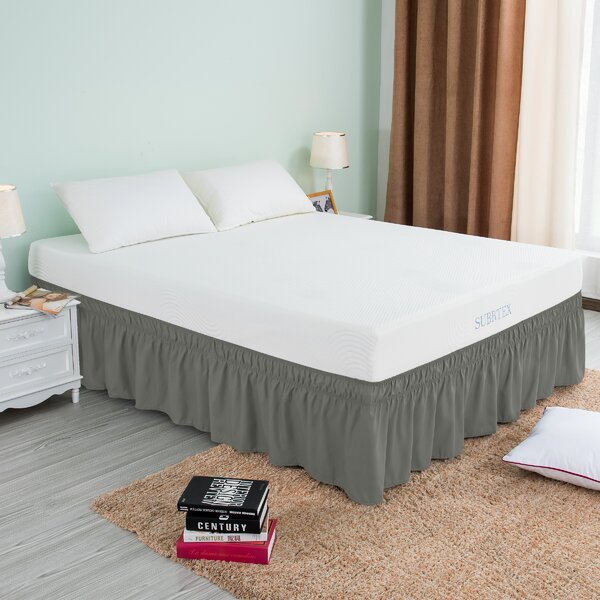 Bed Wrap Platform Three Side Coverage 100% Cotton Burgundy Solid Bed Skirt 