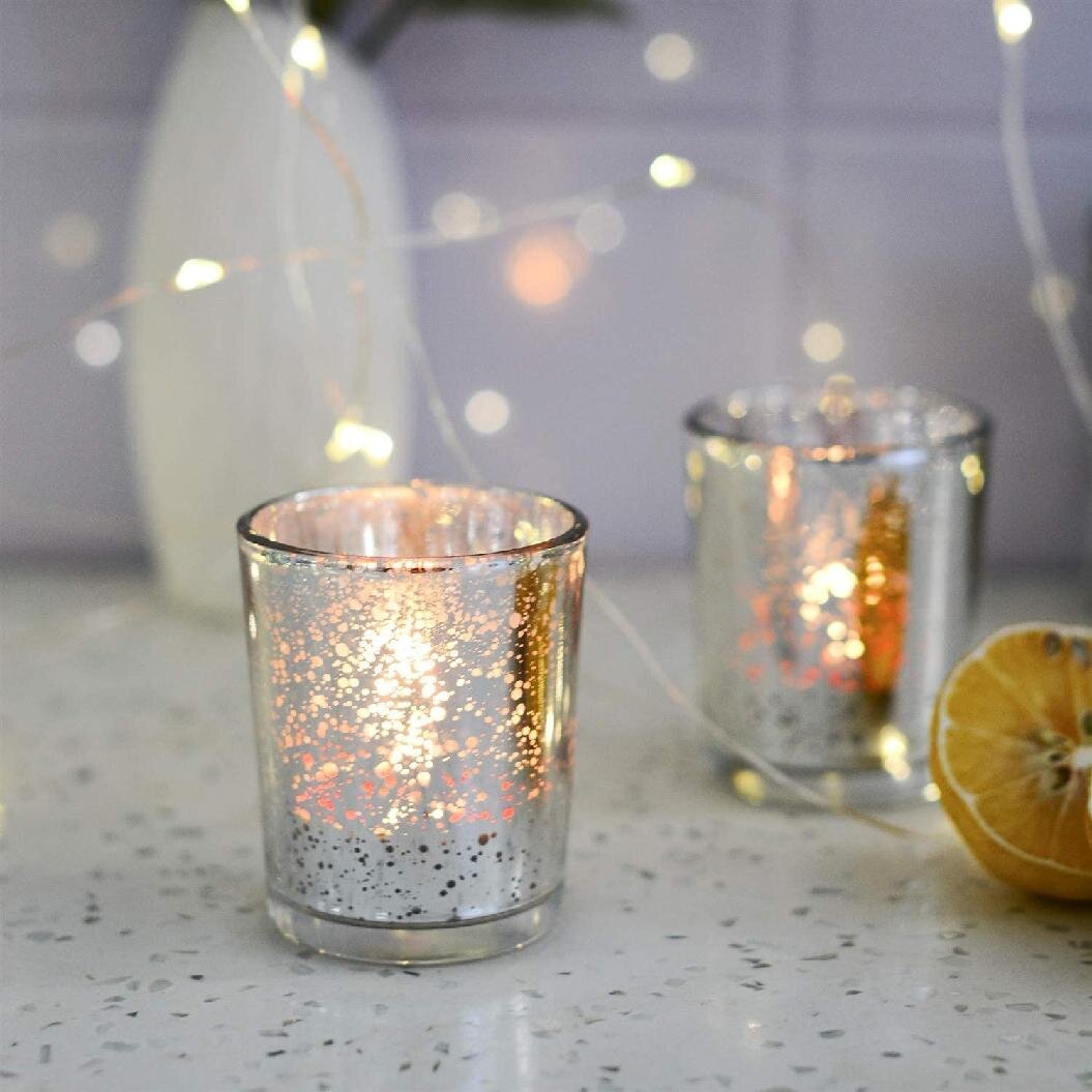 SILVER Mercury Glass Tea Light Holders SETS Candle Votive Wedding Centre piece 