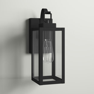 2-Pack Contemporary 1-Light Rustic Black Iron Outdoor Wall-Mount Lantern 