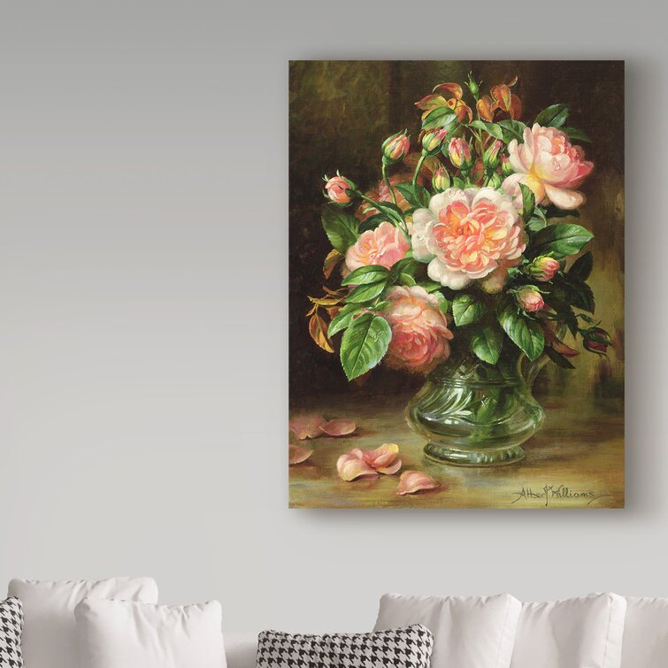 Trademark Art Albert Williams English Elegance Roses In A Glass Print On Canvas Wayfair
