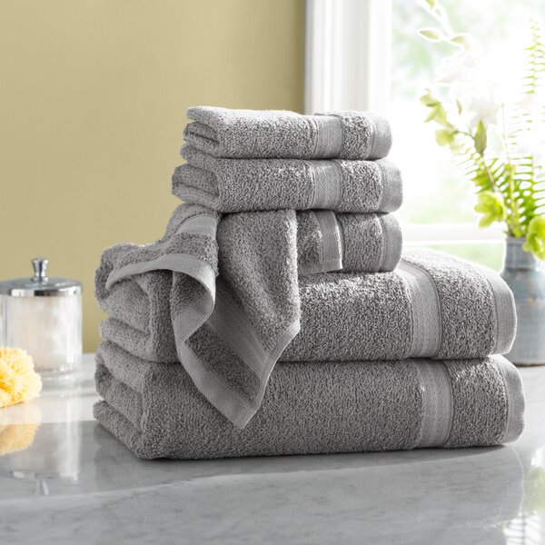 coral and gray towels