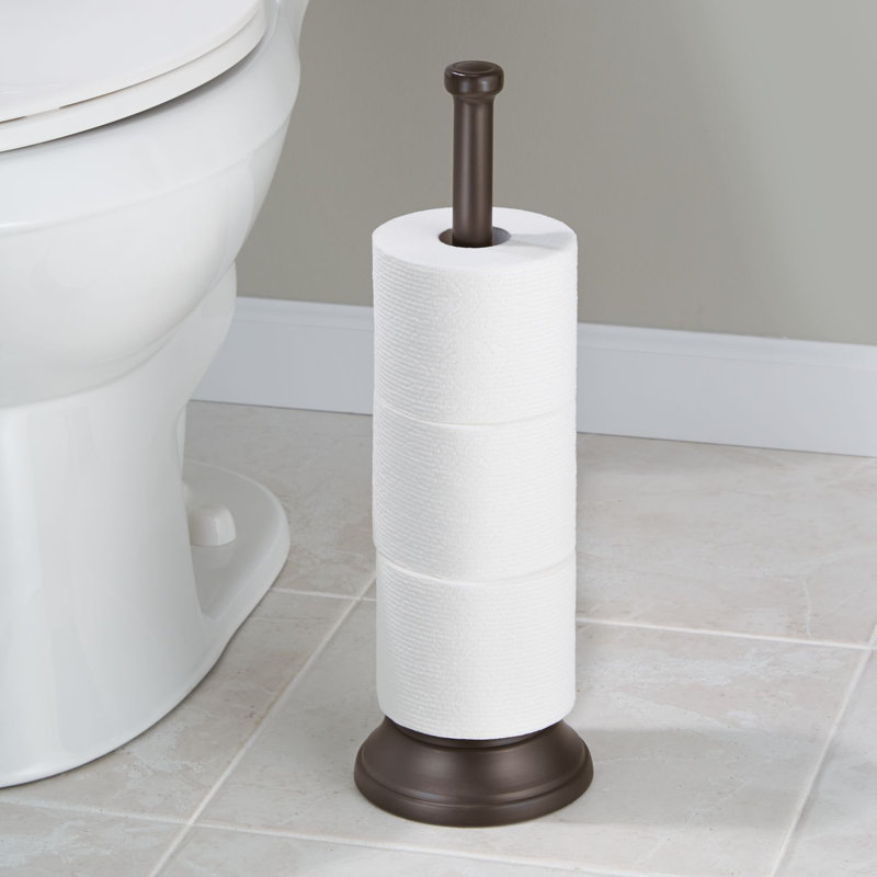 Idesign Kent Freestanding Toilet Roll Holder Essential Toilet Paper Storage Black Plastic Toilet Paper Holder With Lid Laundry Storage Organisation Bathroom Storage Organisation