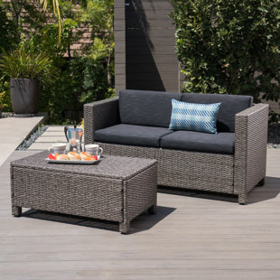 Outdoor Rattan Chair Wayfair Ardal Outdoor Rattan Loveseat And Table Set With Cushions
