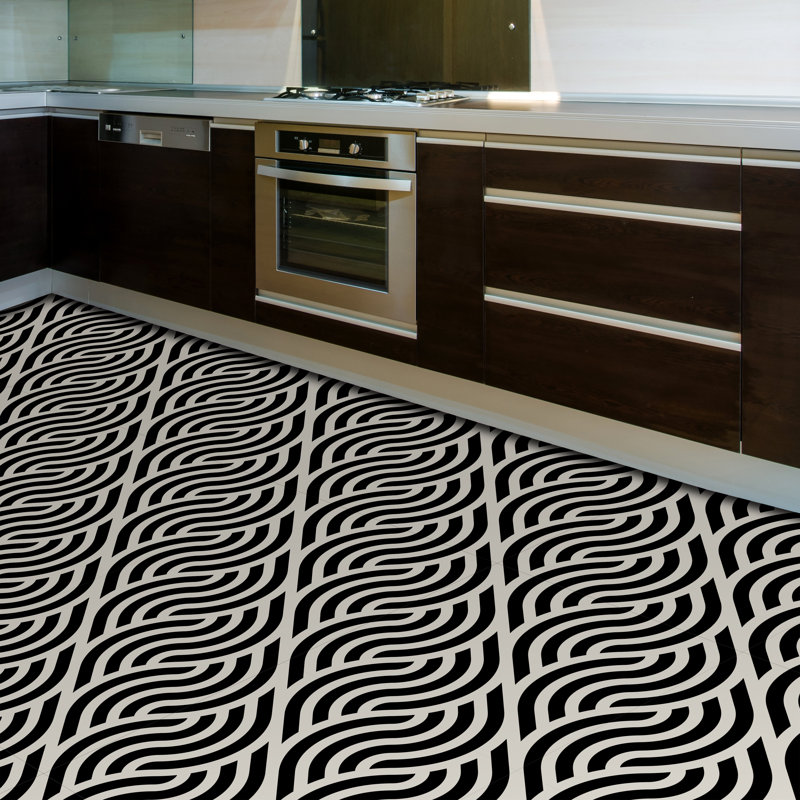 17 Stories 120 X 60 Cm Pvc Feldfliese In Schwarz Weiss Wayfair De