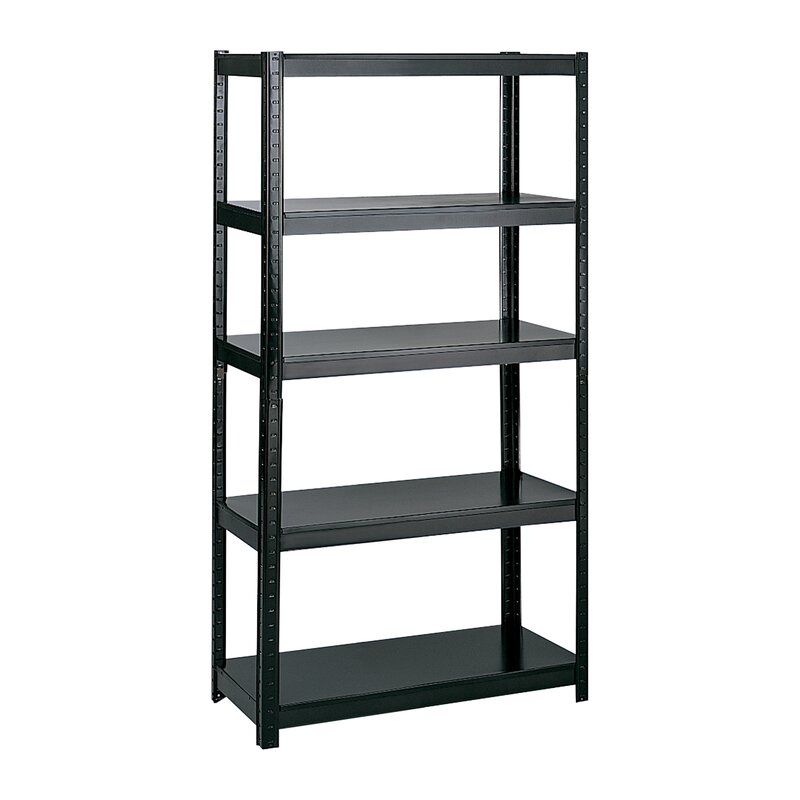 black metal shelving unit