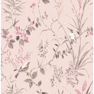 Fine Decor Beatrice Wallpaper Pale Pink Birds Flowers Floral Luxury Modern