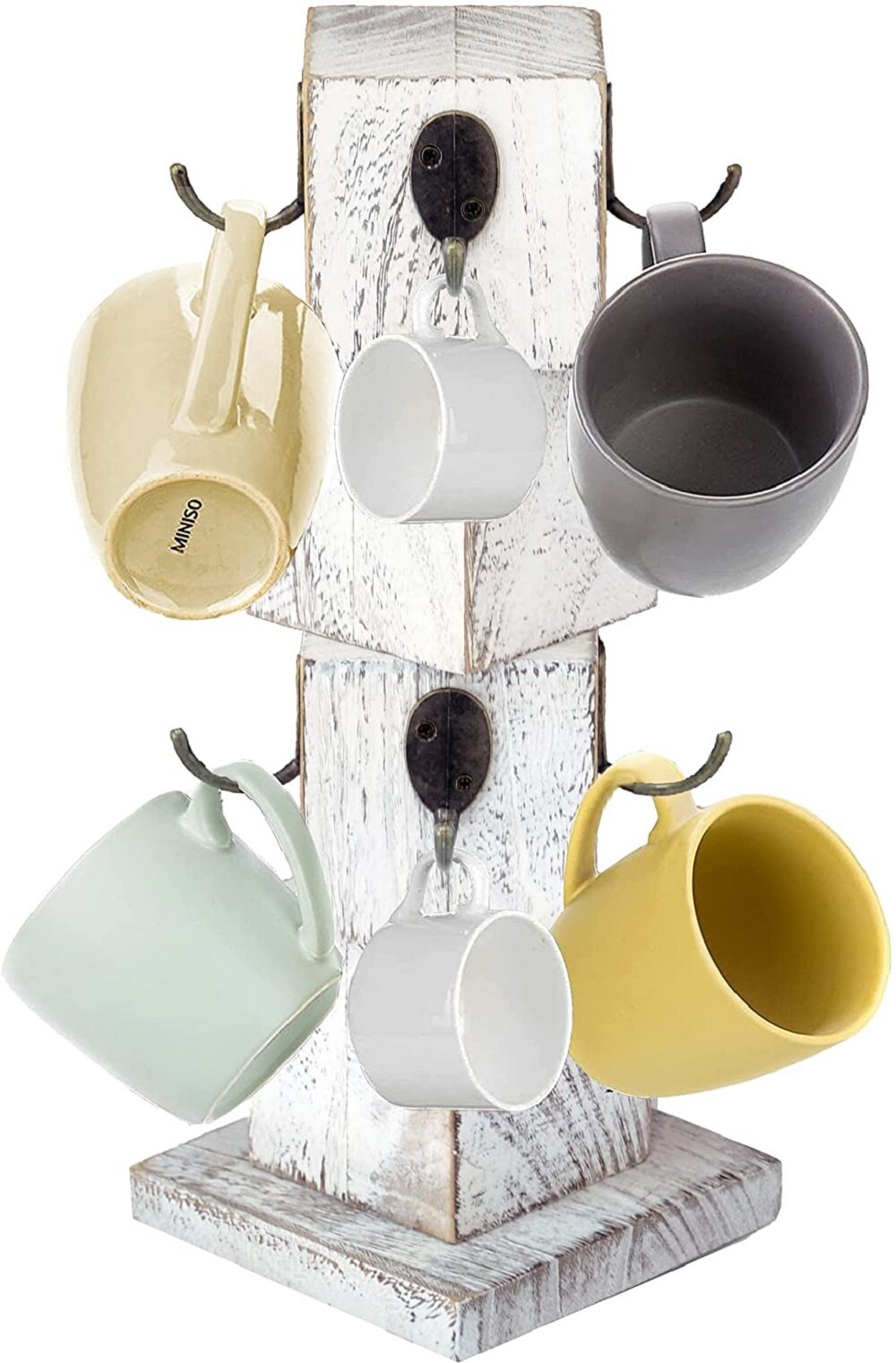 Wooden Mug Tree Stand Cup Coffee Cup Hanging Rack Holder Kitchen Storage LD 