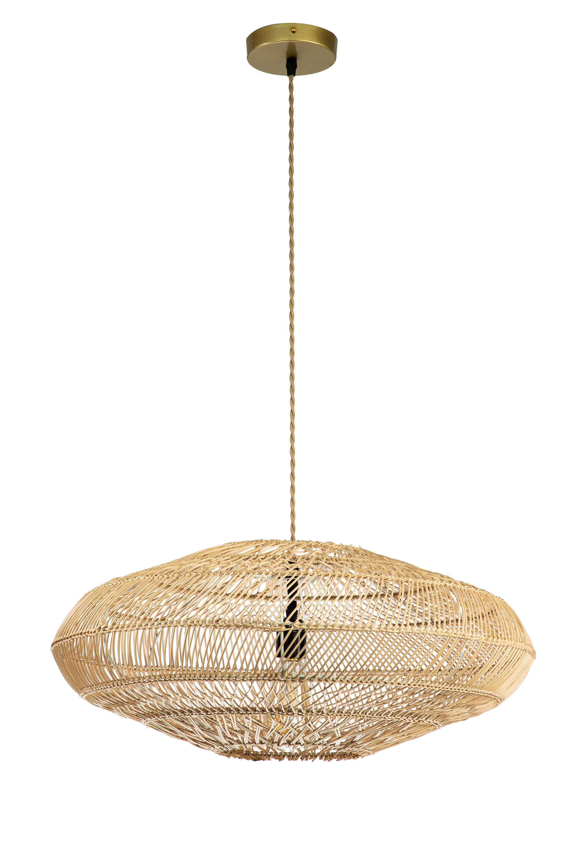 Bayou Breeze Large Single Light Wicker Rattan Modern Orb Pendant Light ...