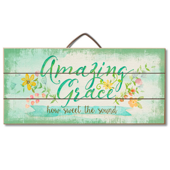 August Grove Amazing Grace Horizontal Pallet Wood Sign Wall Decor