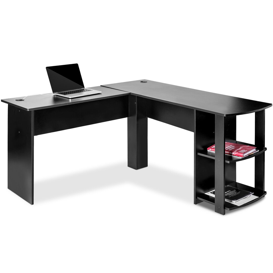 Defreese 2 Piece L-Shape Writing Desk Office Set black,brown