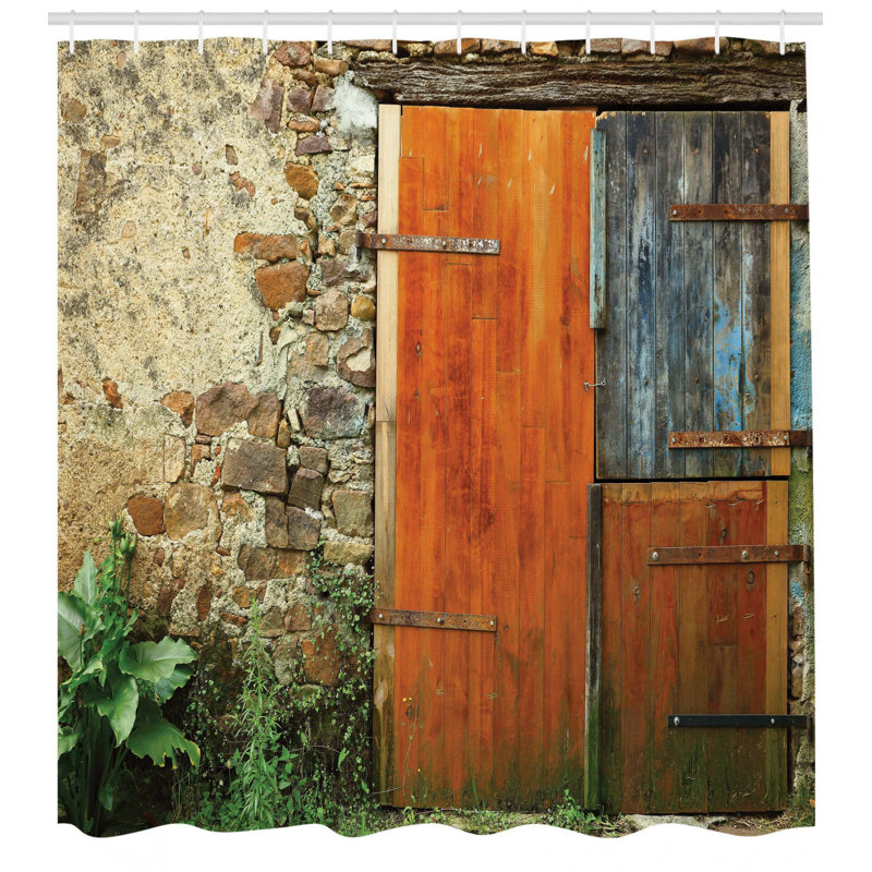 East Urban Home Old French Wooden Door Shower Curtain Set