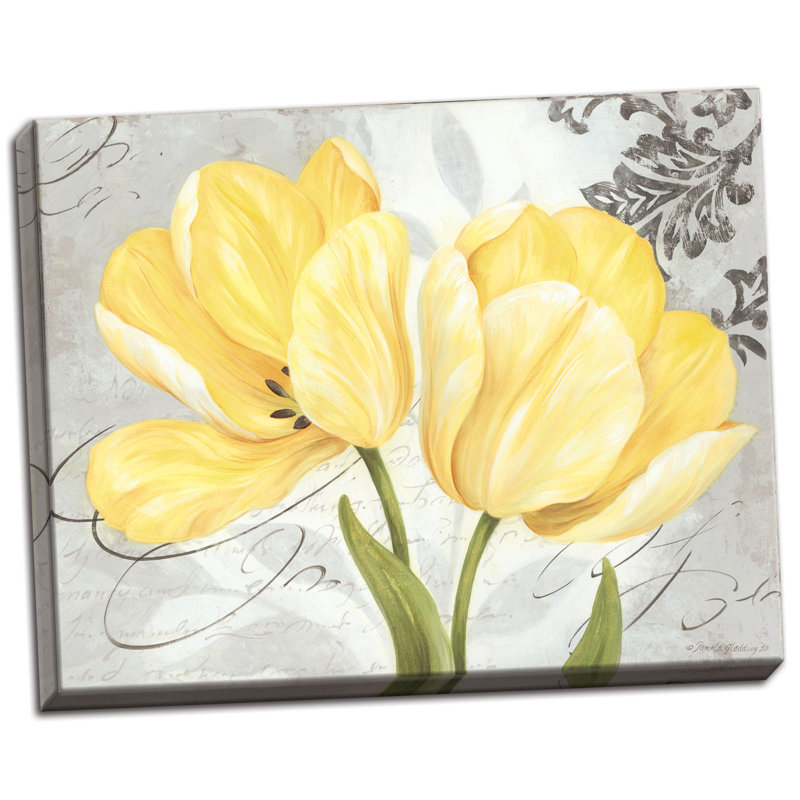 Latitude Run Beautiful Vintage Gray And Yellow Flower Acrylic