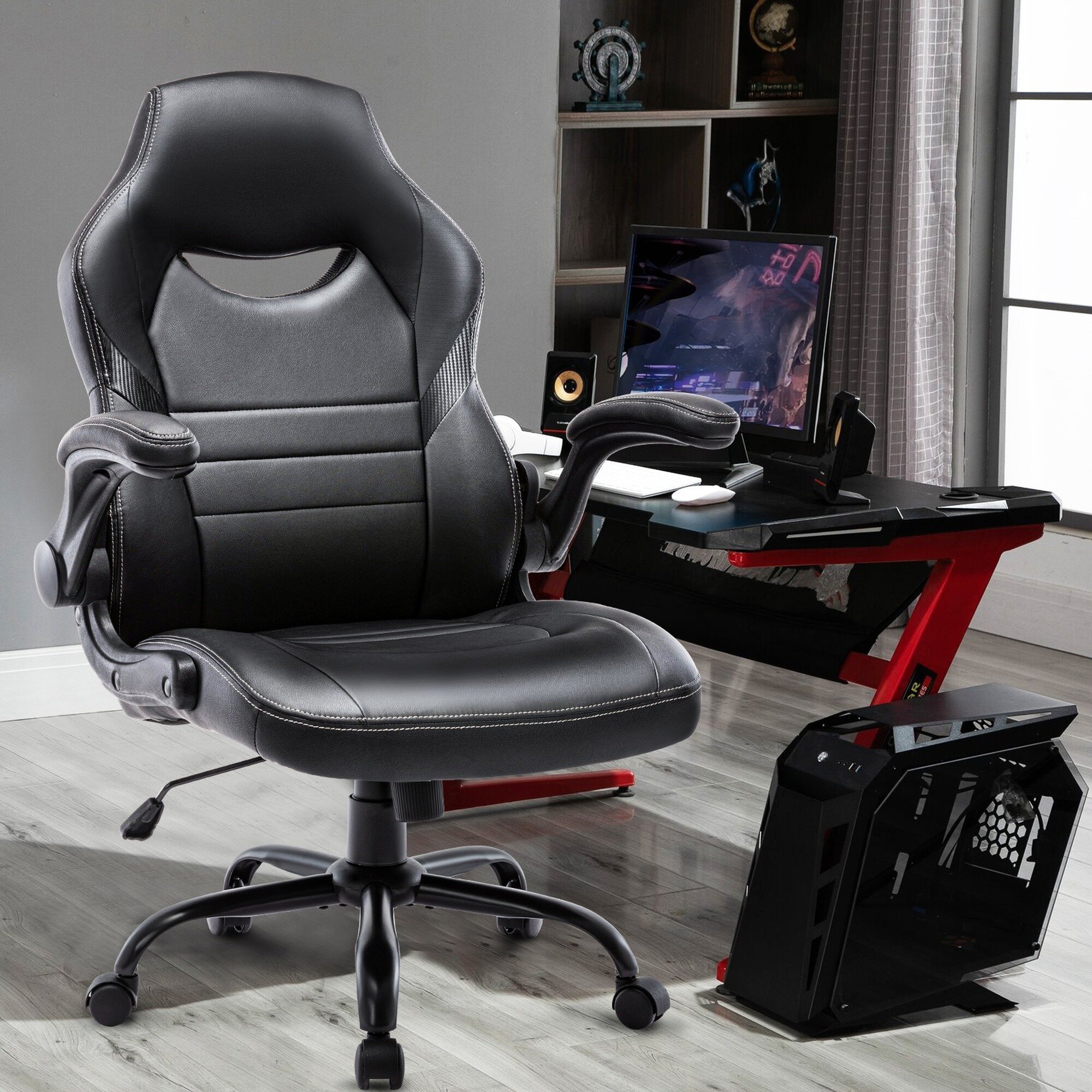 Details about   Executive Gaming Chair High-back Swivel Office Recliner Computer Desk Footrest 