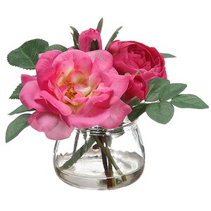 Edge Hill Silk Roses in Glass Vase