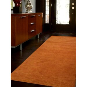 Ceniceros Solid Hand-Knotted Wool Orange Area Rug