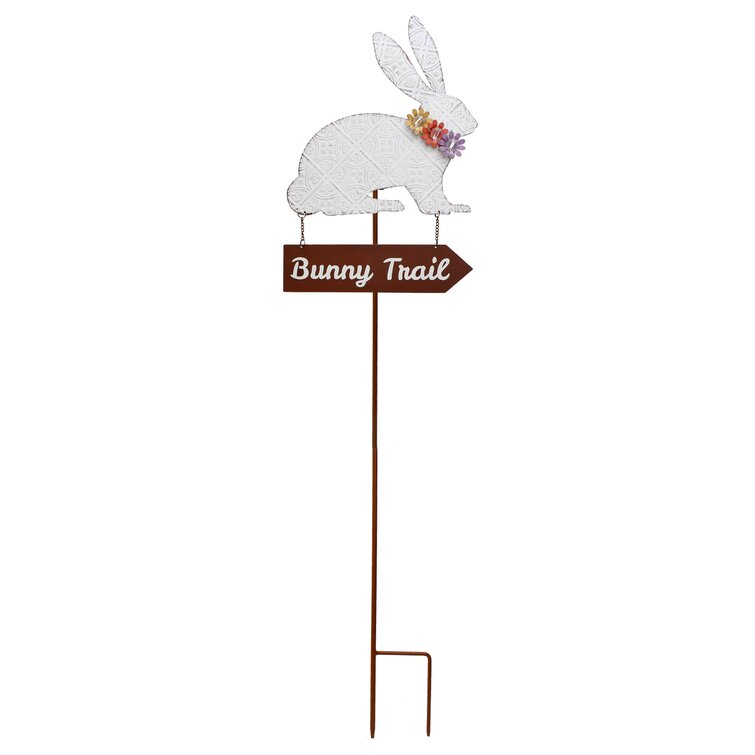 Bunny home decor Rabbit stake Whimsical garden bunny stake Metal rabbit decor Rustic rabbit Metal rabbit stake 