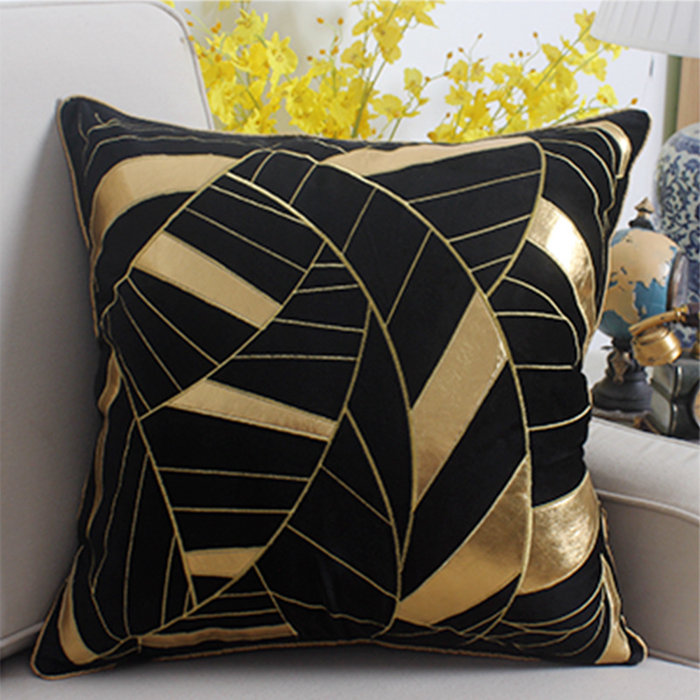Mercer41 Varley Embroidered Faux Leather Velvet Throw Pillow Cover