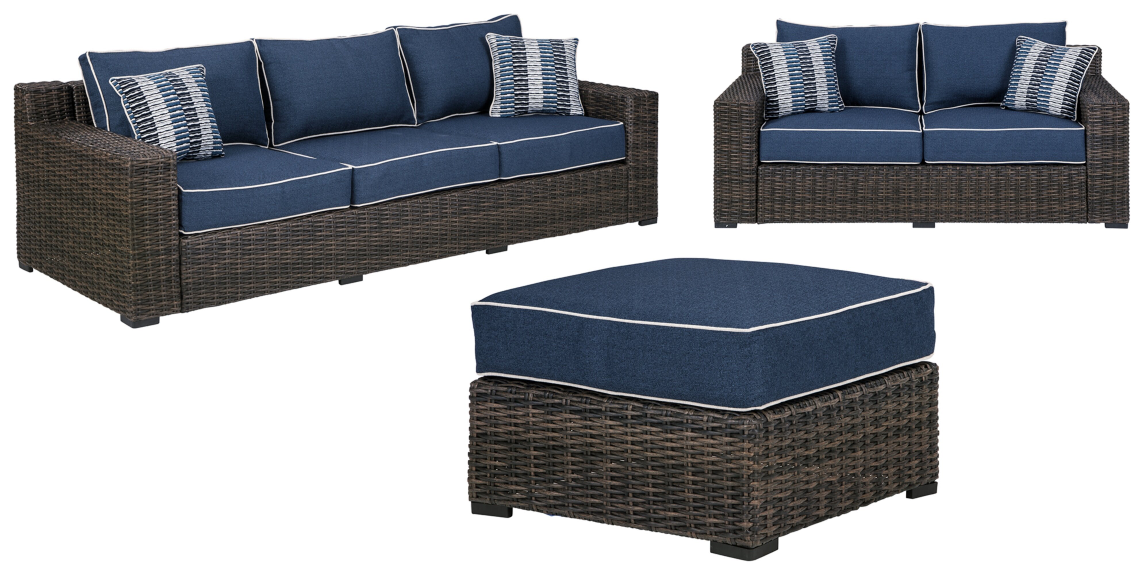 wicker loveseat with ottoman