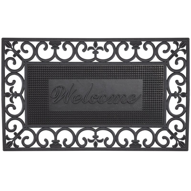 Envelor Home Fleur De Lis Filigree Wrought Iron Rubber Welcome 30