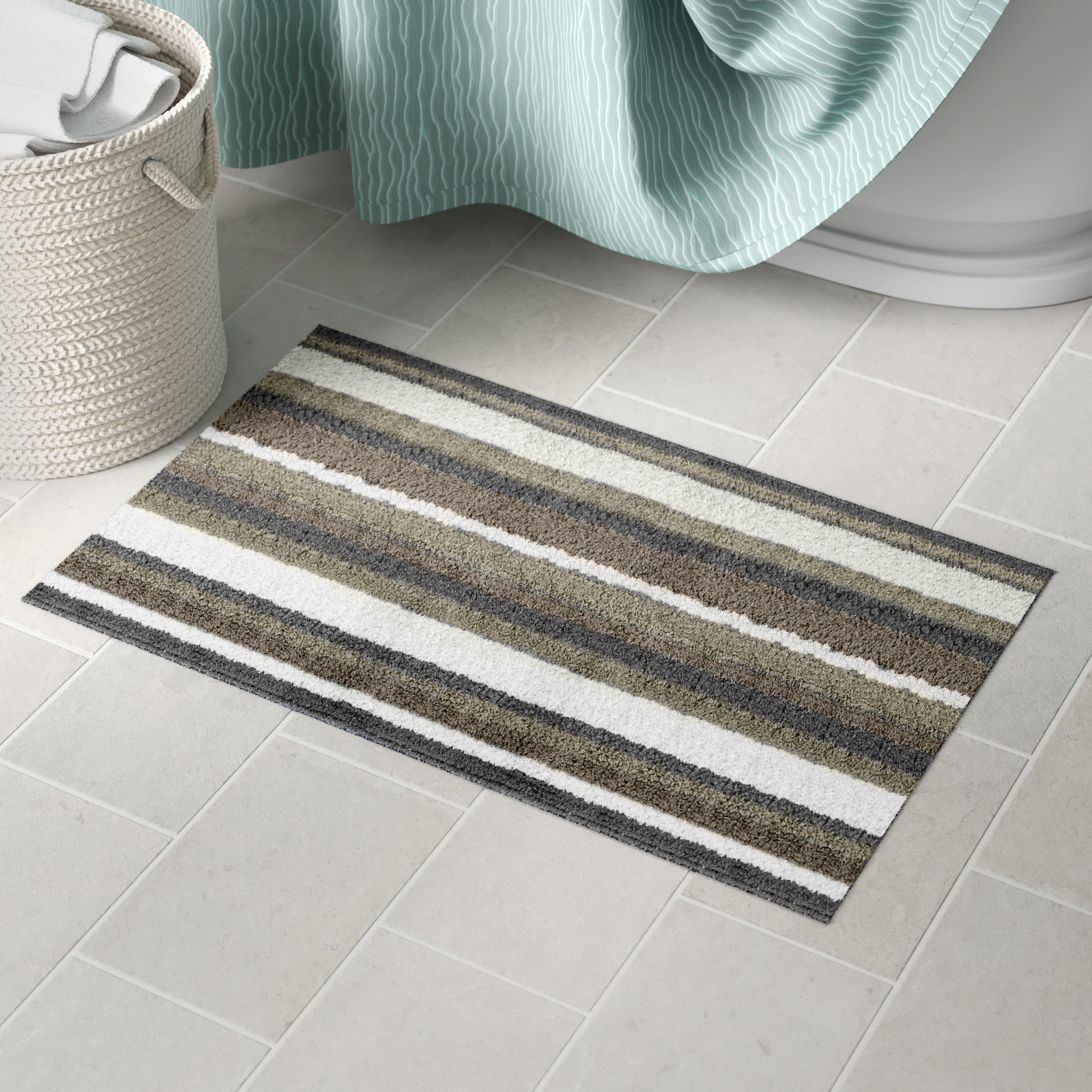 Three Posts Lefever Rectangle 100 Cotton Reversible Striped Bath Rug Reviews Wayfair