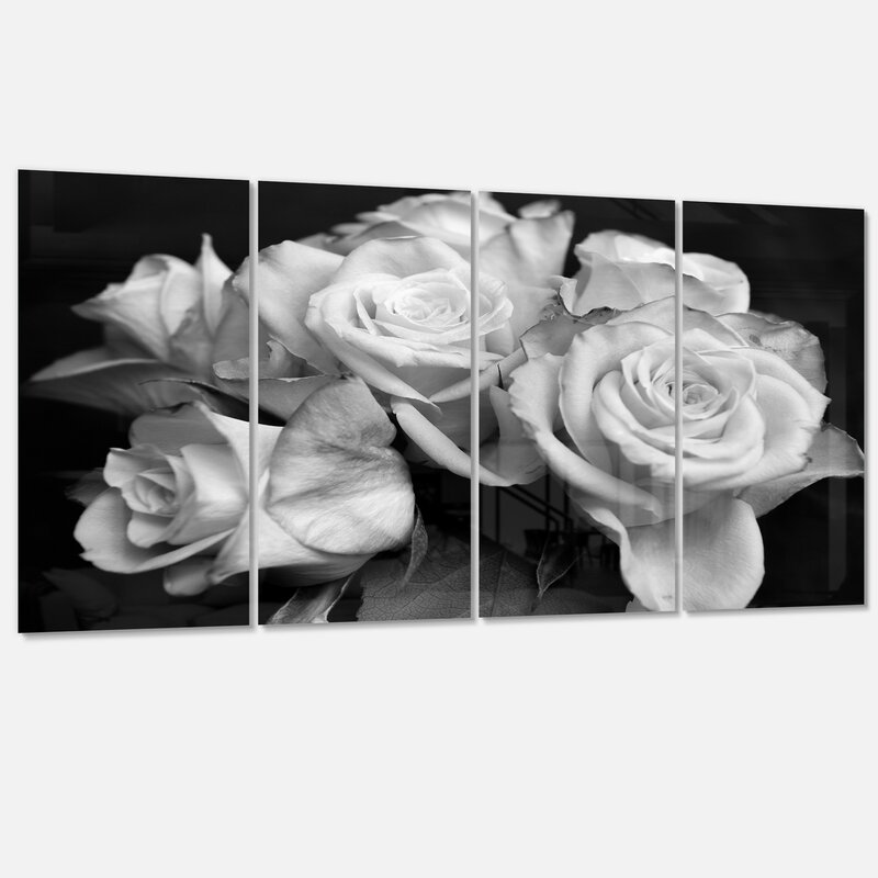 House Of Hampton Bunch Of Roses Black And White 4 Piece Wall Art On Wrapped Canvas Set Reviews Wayfair