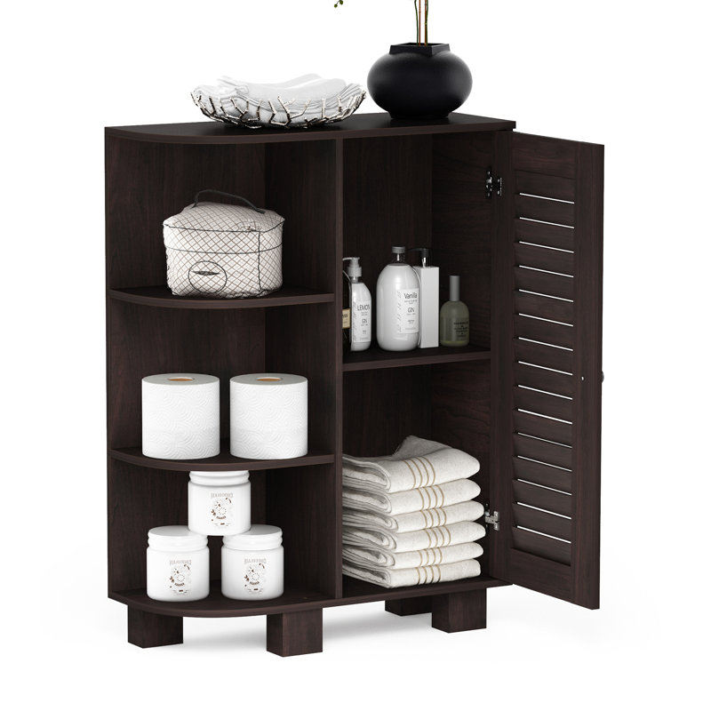 Charlton Home Furinno Indo Storage Shelf With Louvre Door Cabinet Espresso Reviews Wayfair Ca