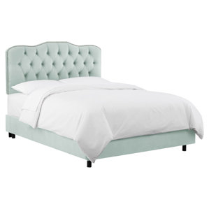 Colby Tufted Velvet Upholstered Panel Bed by Skyline Furniture